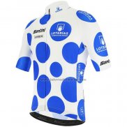 2020 Fahrradbekleidung Vuelta Espana Blau Wei Trikot Kurzarm und Tragerhose