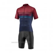 2021 Fahrradbekleidung Giant Dunkel Rot Blau Trikot Kurzarm und Tragerhose