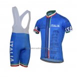 2021 Fahrradbekleidung Italien Blau Trikot Kurzarm und Tragerhose