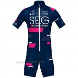 2021 Fahrradbekleidung SEG Racing Academy Dunkel Blau Fuchsie Trikot Kurzarm und Tragerhose