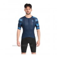 2022 Fahrradbekleidung Scott Blau Trikot Kurzarm und Tragerhose(1)