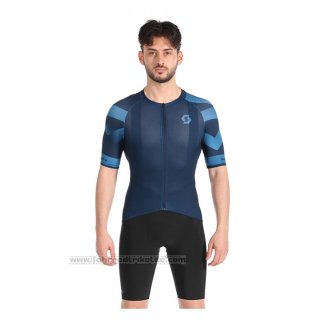 2022 Fahrradbekleidung Scott Blau Trikot Kurzarm und Tragerhose(1)