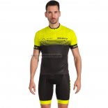 2022 Fahrradbekleidung Scott Gelb Trikot Kurzarm und Tragerhose