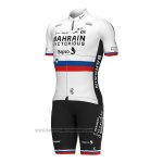 2022 Fahrradbekleidung Slowenien Champion Bahrain Victorious Wei Rot Trikot Kurzarm und Tragerhose