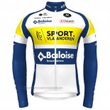 2022 Fahrradbekleidung Sport Vlaanderen Baloise Blau Gelb Trikot Langarm und Tragerhose