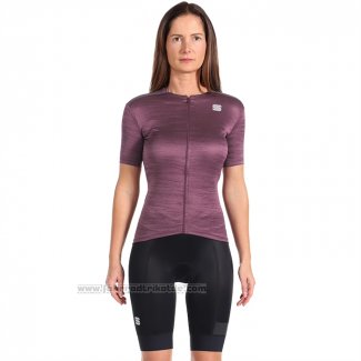 2023 Fahrradbekleidung Frau Sportful Licht Volett Trikot Kurzarm und Tragerhose