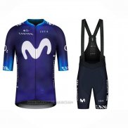 2023 Fahrradbekleidung Movistar Blau Wei Trikot Kurzarm Und Tragerhose