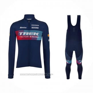 2023 Fahrradbekleidung Trek Factory Blau Trikot Langarm Und Tragerhose