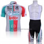 2011 Fahrradbekleidung Omega Pharma Lotto Beige Trikot Kurzarm und Tragerhose