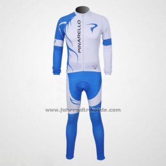 2011 Fahrradbekleidung Pinarello Azurblau und Wei Trikot Langarm und Tragerhose