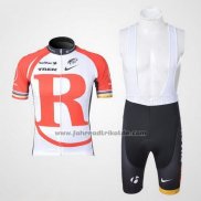 2011 Fahrradbekleidung Radioshack Wei und Rot Trikot Kurzarm und Tragerhose