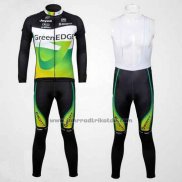 2012 Fahrradbekleidung GreenEDGE Shwarz und Grun Trikot Langarm Tragerhose