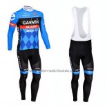 2013 Fahrradbekleidung Garmin Sharp Blau Trikot Langarm und Tragerhose