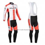 2013 Fahrradbekleidung Kuota Wei und Rot Trikot Langarm und Tragerhose