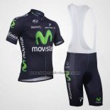 2013 Fahrradbekleidung Movistar Shwarz Trikot Kurzarm und Tragerhose