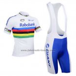 2013 Fahrradbekleidung UCI Weltmeister Lider Rabobank Wei Trikot Kurzarm und Tragerhose