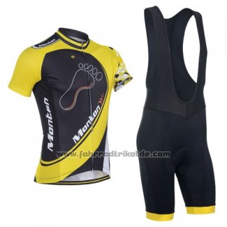 2014 Fahrradbekleidung Monton Gelb und Shwarz Trikot Kurzarm und Tragerhose