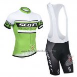 2014 Fahrradbekleidung Scott Wei und Grun Trikot Kurzarm und Tragerhose