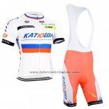 2015 Fahrradbekleidung Katusha Wei Trikot Kurzarm und Tragerhose