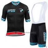 2015 Fahrradbekleidung Pinarello Shwarz und Blau Trikot Kurzarm und Tragerhose