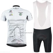 2015 Fahrradbekleidung Tour de France Wei Trikot Kurzarm und Tragerhose