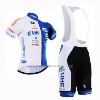 2015 Fahrradbekleidung UHC Wei und Azurblau Trikot Kurzarm und Tragerhose