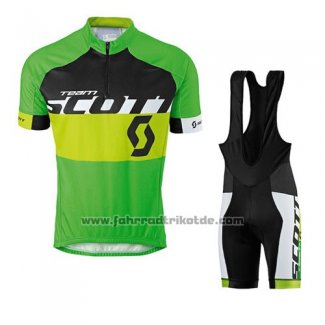 2016 Fahrradbekleidung Scott Gelb und Grun Trikot Kurzarm und Tragerhose