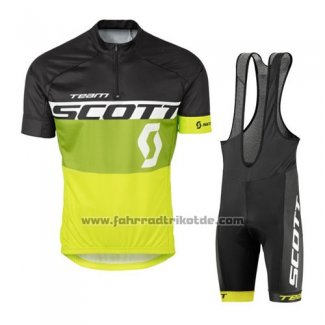 2016 Fahrradbekleidung Scott Gelb und Shwarz Trikot Kurzarm und Tragerhose