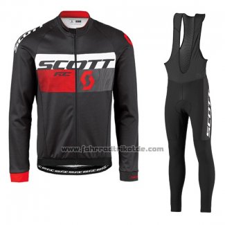 2016 Fahrradbekleidung Scott Rot und Shwarz Trikot Langarm und Tragerhose