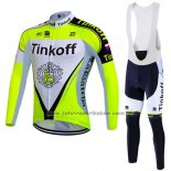 2016 Fahrradbekleidung Tinkoff Grun und Wei Trikot Langarm und Tragerhose