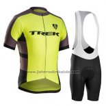 2016 Fahrradbekleidung Trek Bontrager Shwarz und Gelb Trikot Kurzarm und Tragerhose