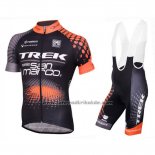 2016 Fahrradbekleidung Trek Selle San Marco Shwarz und Orange Trikot Kurzarm und Tragerhose