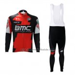 2017 Fahrradbekleidung BMC Rot und Wei Trikot Langarm und Tragerhose