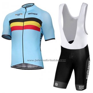 2017 Fahrradbekleidung Belgien Azurblau Trikot Kurzarm und Tragerhose