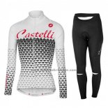 2017 Fahrradbekleidung Frau Castelli Wei Trikot Langarm und Tragerhose