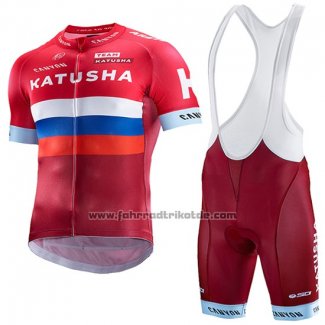 2017 Fahrradbekleidung Katusha Rot und Wei Trikot Kurzarm und Tragerhose