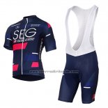 2017 Fahrradbekleidung SEG Racing Academy Blau und Rot Trikot Kurzarm und Tragerhose