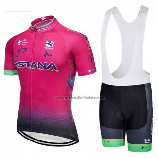 2018 Fahrradbekleidung Astana Rosa Trikot Kurzarm und Tragerhose