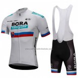 2018 Fahrradbekleidung Bora Champion Slowakische Republik Wei Trikot Kurzarm und Tragerhose