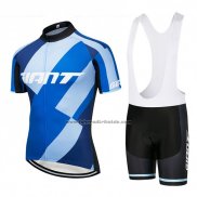 2018 Fahrradbekleidung Giant Blau und Shwarz Trikot Kurzarm und Tragerhose