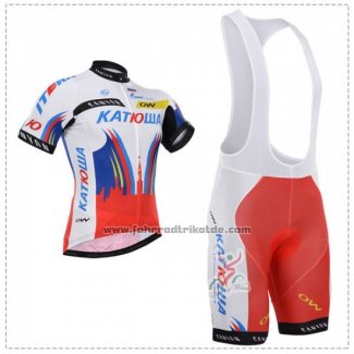 2018 Fahrradbekleidung Katusha Wei Blau Rot Trikot Kurzarm und Tragerhose