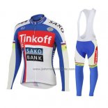 2018 Fahrradbekleidung Tinkoff Saxo Bank Rot Blau Trikot Langarm und Tragerhose