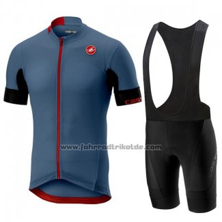 2019 Fahrradbekleidung Castelli Aero Race Blau Trikot Kurzarm und Tragerhose