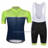 2019 Fahrradbekleidung Chomir Grun Dunkel Blau Trikot Kurzarm und Tragerhose