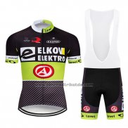 2019 Fahrradbekleidung Elkov Elektro Shwarz Grun Trikot Kurzarm und Tragerhose