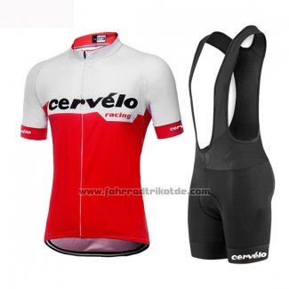 2019 Fahrradbekleidung Frau Cervelo Wei Rot Trikot Kurzarm und Tragerhose