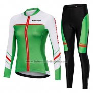 2019 Fahrradbekleidung Frau Mieyco Wei Grun Trikot Langarm und Tragerhose