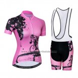 2019 Fahrradbekleidung Frau Weimostar Rosa Trikot Kurzarm und Tragerhose