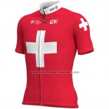 2019 Fahrradbekleidung Groupama FDJ Champion Schweiz Trikot Kurzarm und Tragerhose