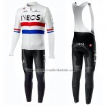 2019 Fahrradbekleidung INEOS Champion Uk Wei Trikot Langarm und Tragerhose